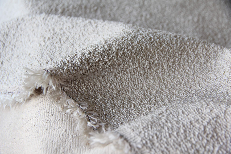Beige boucle upholstery fabric remnant for home decor