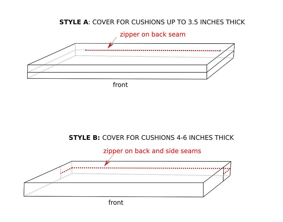 Thumbnail: Custom bench cushion cover in natural hemp and cotton and fabric