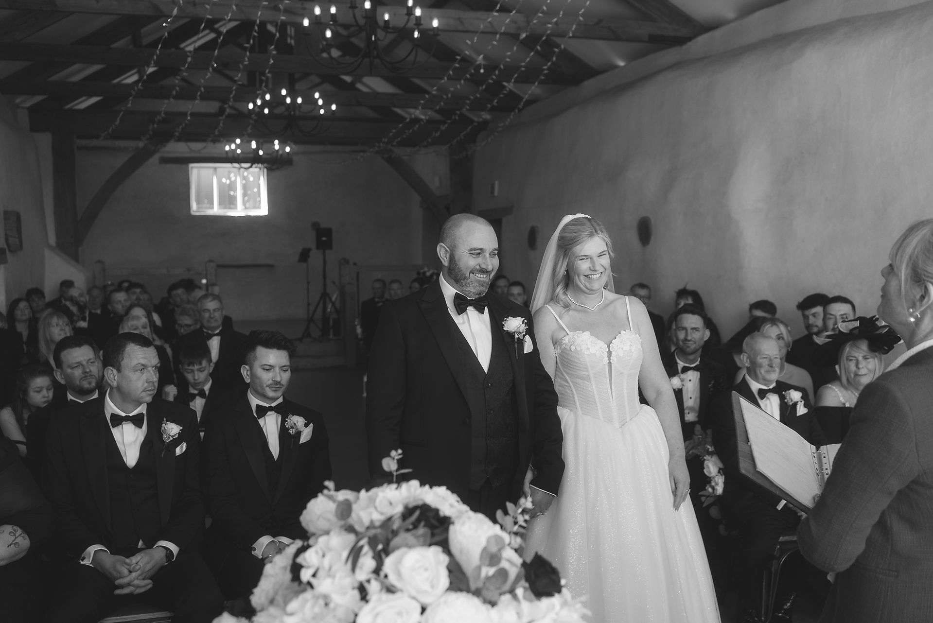 indoor wedding at upton barn wedding venue in devon