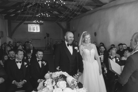 indoor wedding at upton barn wedding venue in devon