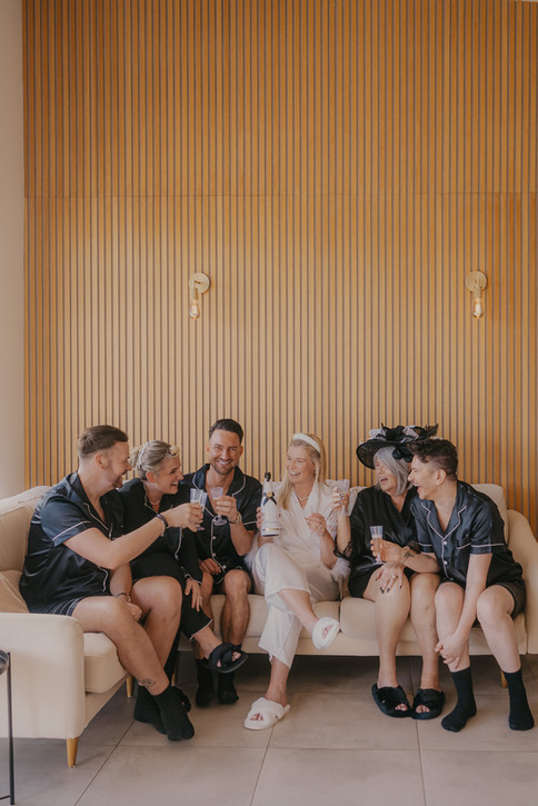 Bridal party in the paddock at Upton Barn devon