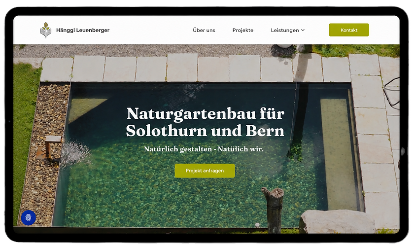 Website von Hänggi & Leuenberger Naturgarten & Landschaftsbau auf einem Desktop-Computer