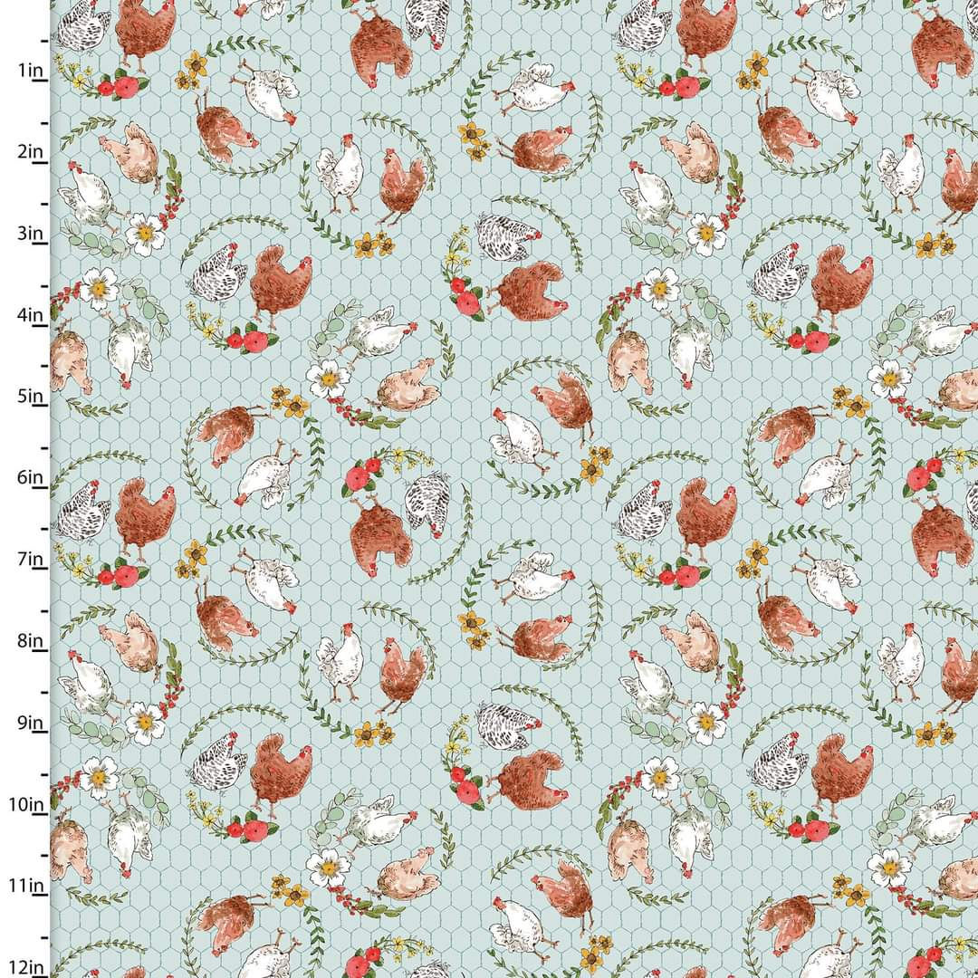  Cottontail Farm Chickens on Wire Fabric