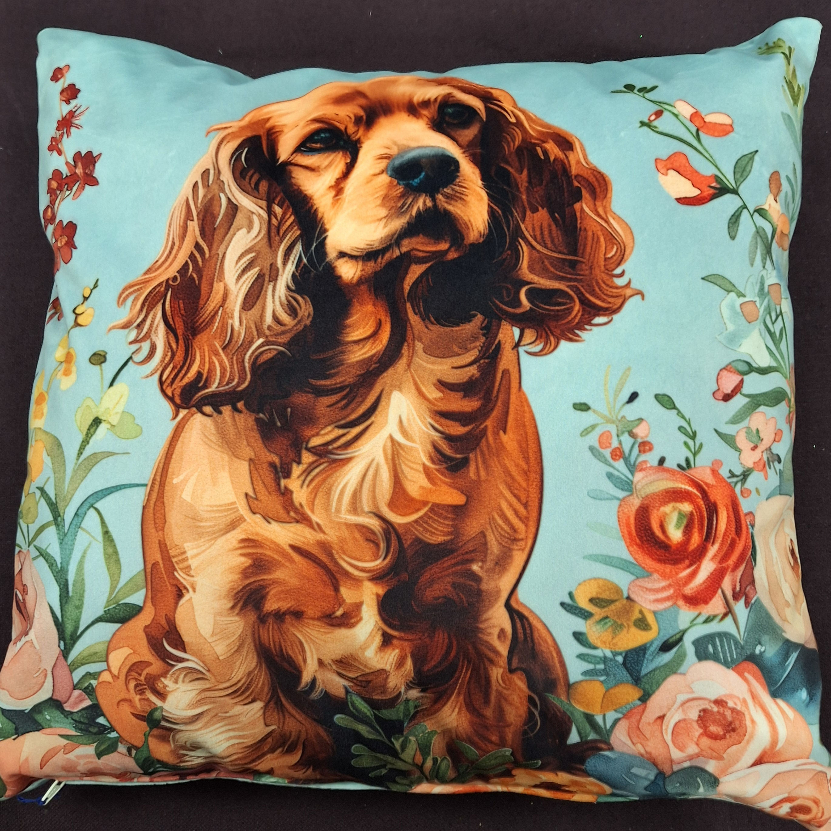 Velvet Cavalier King Charles Spaniel Cushion