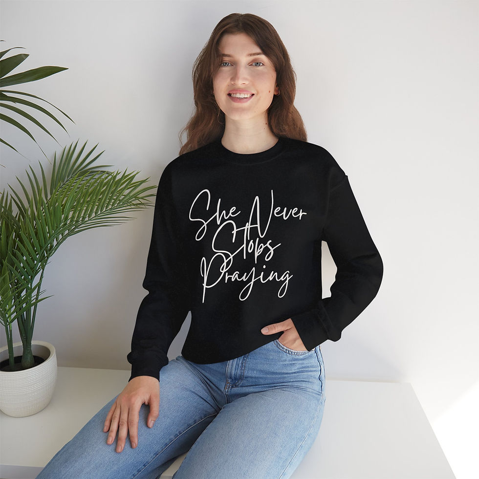 Thumbnail: She Never Stops Praying Sweatshirt,Faith Sweater Gift,Trendy Christian Apparel