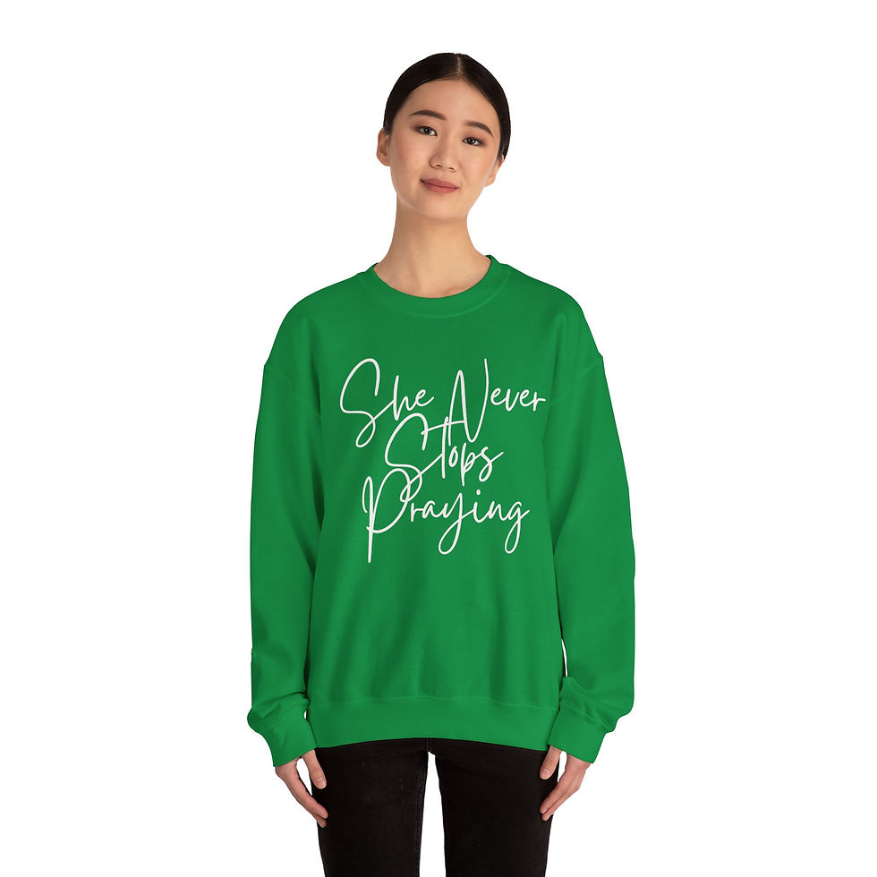 Thumbnail: She Never Stops Praying Sweatshirt,Faith Sweater Gift,Trendy Christian Apparel