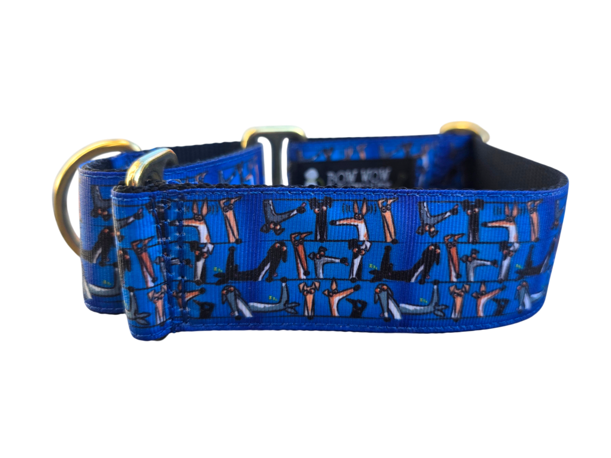 38mm Wide Greyhounds on Blue Martingale Collar