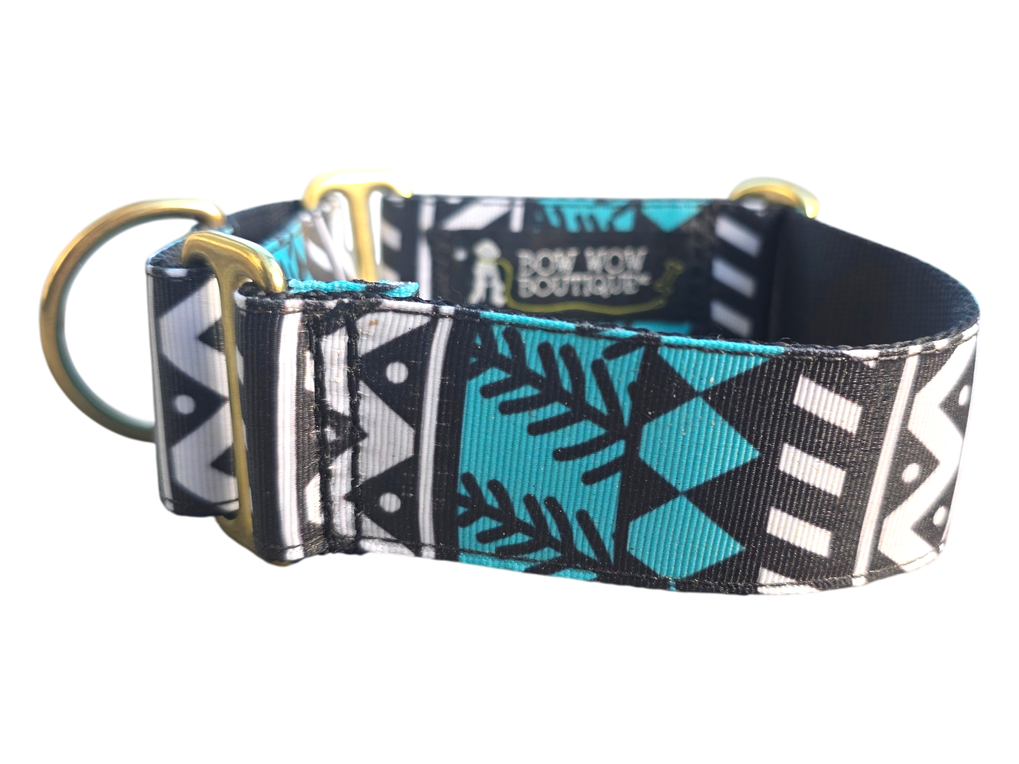 38mm Wide Blue/Black Geometric Shapes Martingale Collar