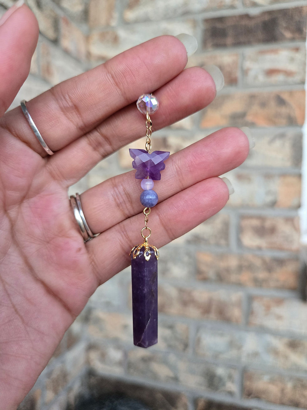 Thumbnail: Lepidolite & Amethyst Butterfly Pendulum