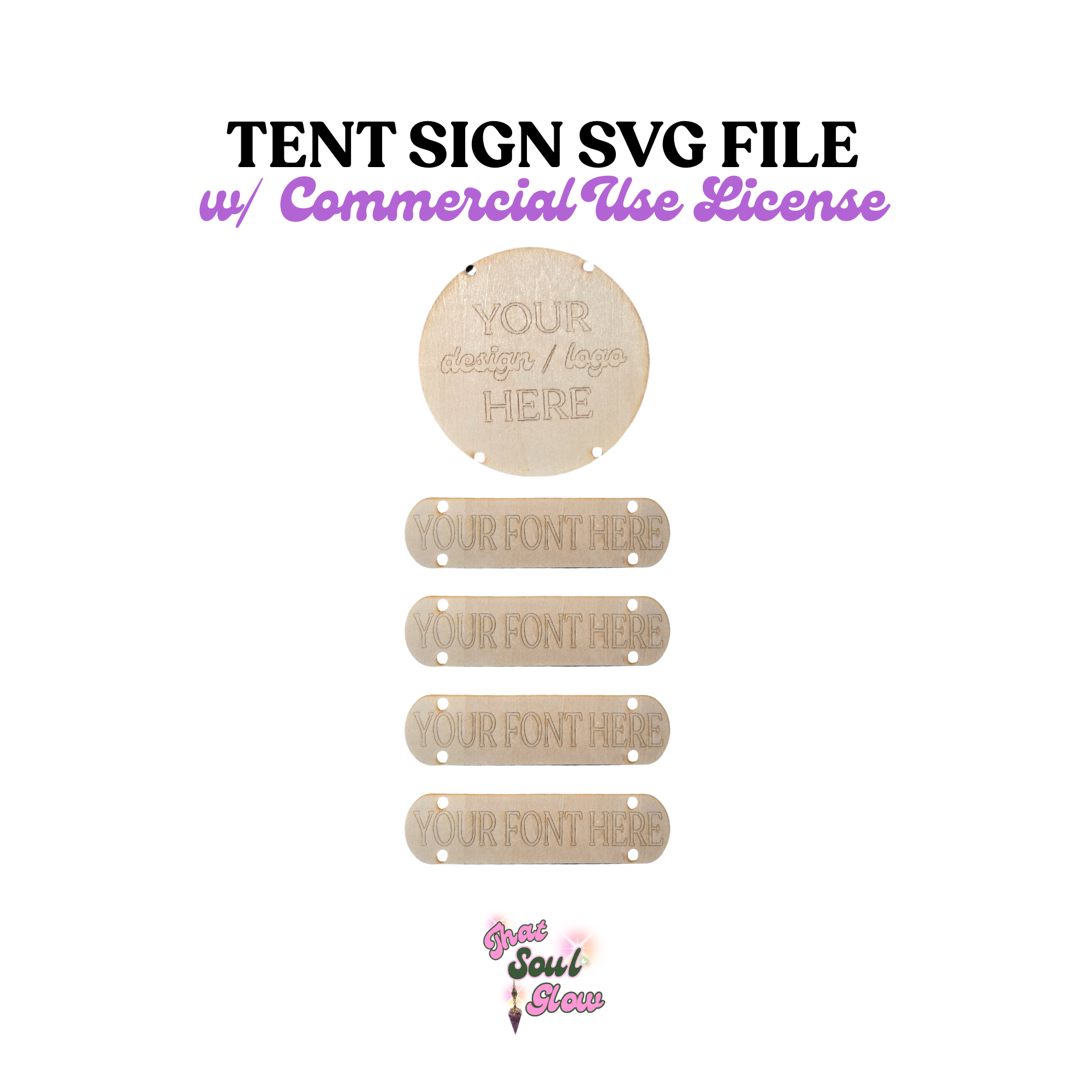 Circle Tent Sign w/ Dropdowns SVG Template | For Commercial Use | DIY Las