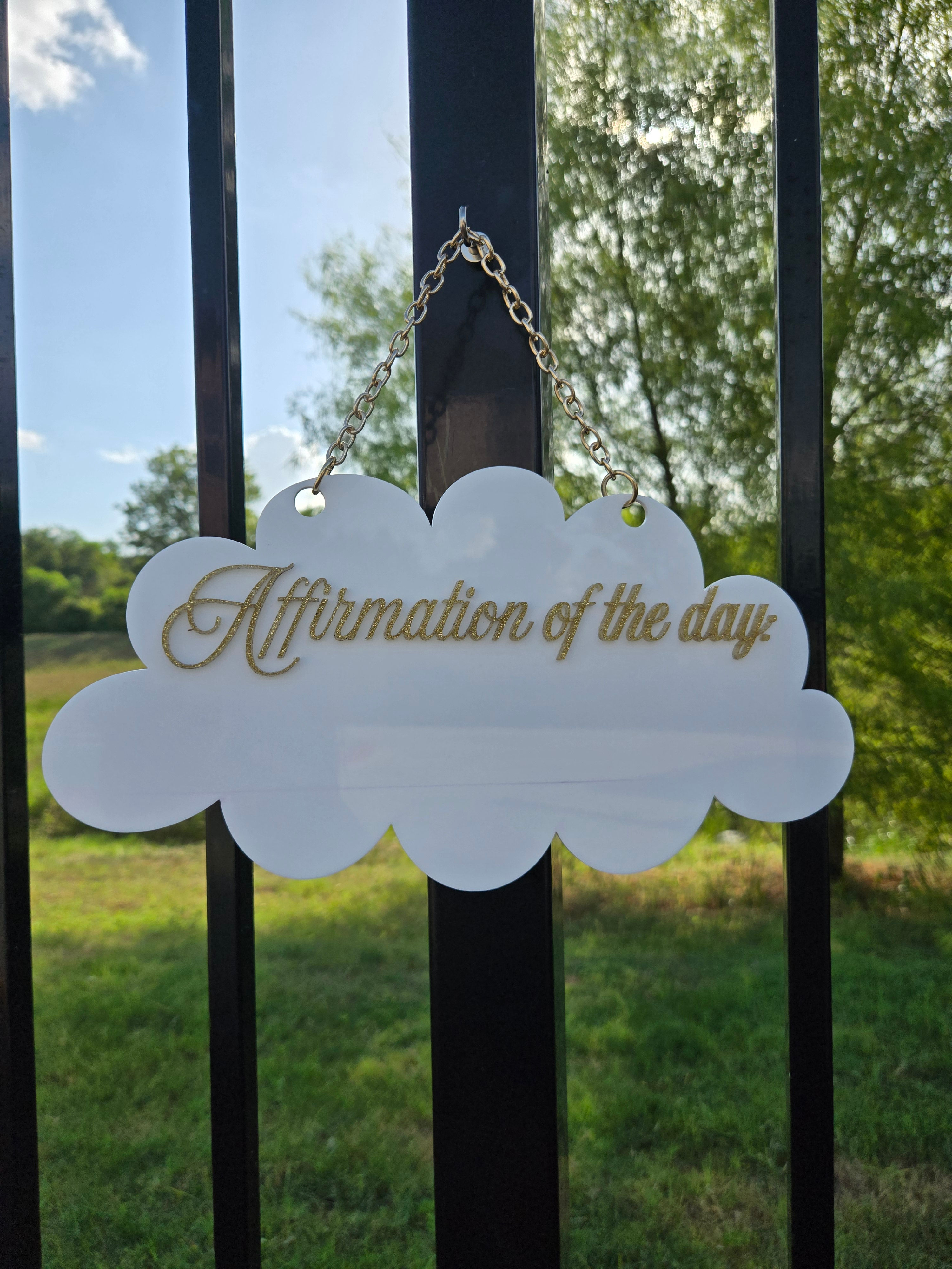 Dry Erase Affirmation of The Day Sign | Cloud Dry Erase Sign