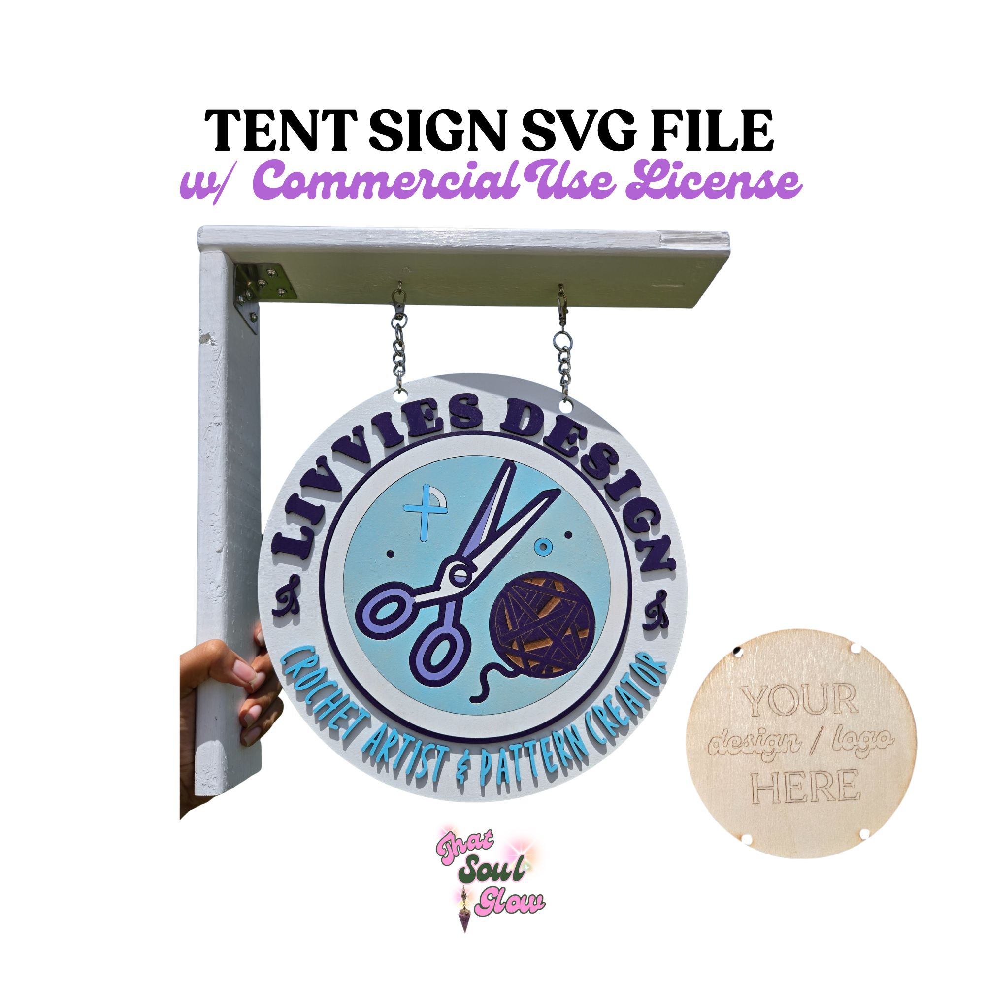 Circle Logo Tent Sign SVG Template | For Commercial Use | DIY Laser Cut File