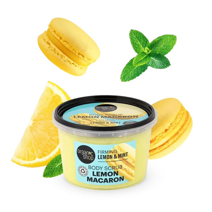 Lemon Macaron Firming Body Scrub. Lemon & Mint - organic shop