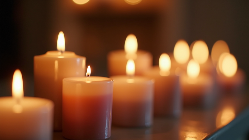 Close-up view of beautifully crafted candles