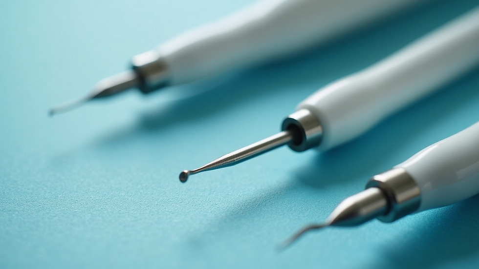 Close-up view of ear cleaning tools on a sterile surface