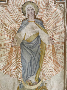 ur Lady of Grace embroidery before restoration