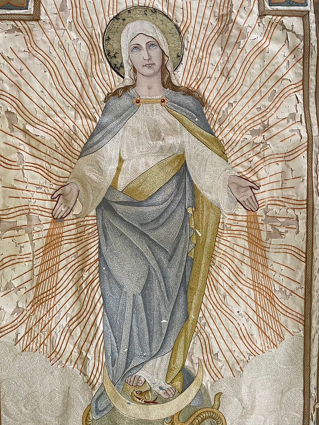 ur Lady of Grace embroidery before restoration