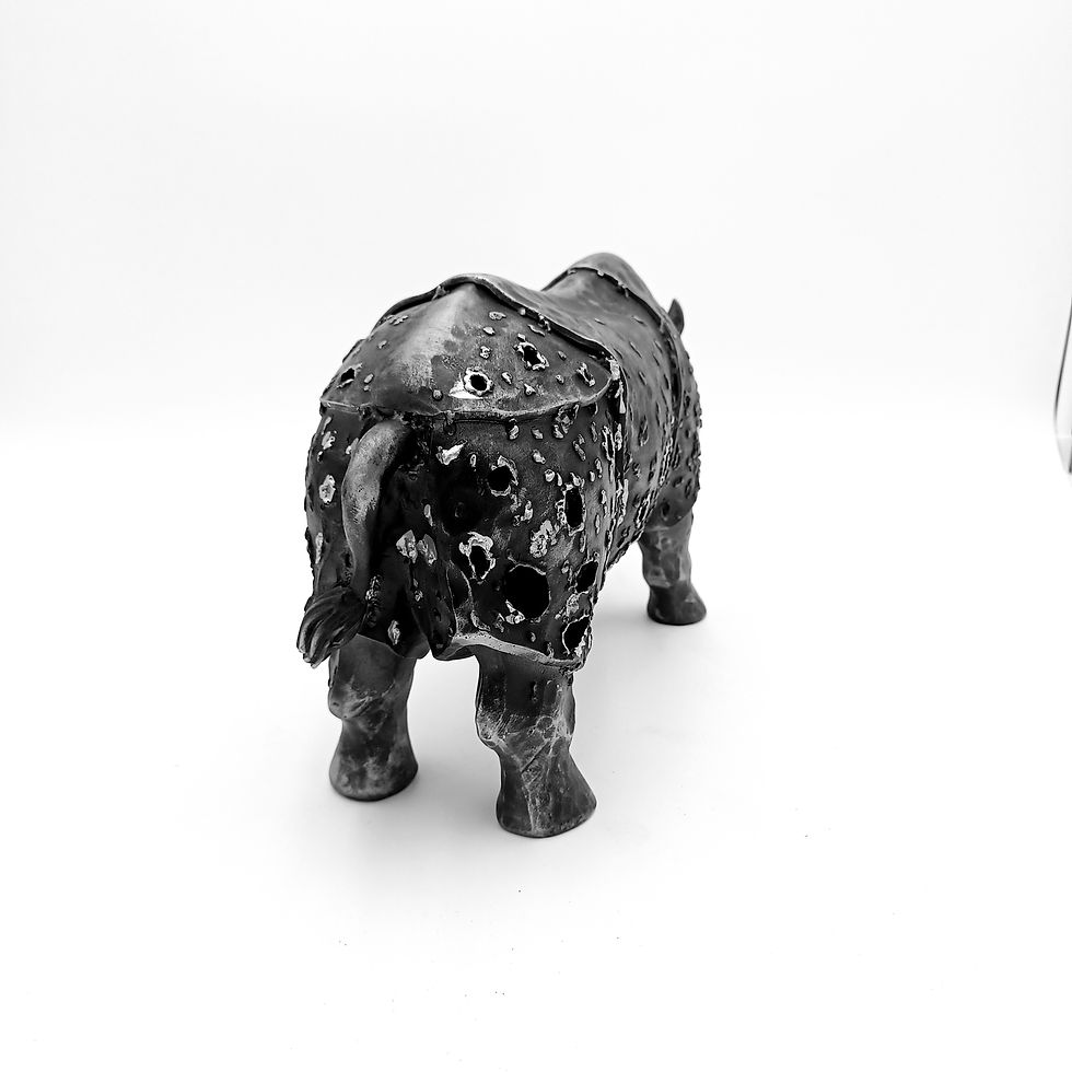 Miniature : Rhinocéros ajouré effet métal 