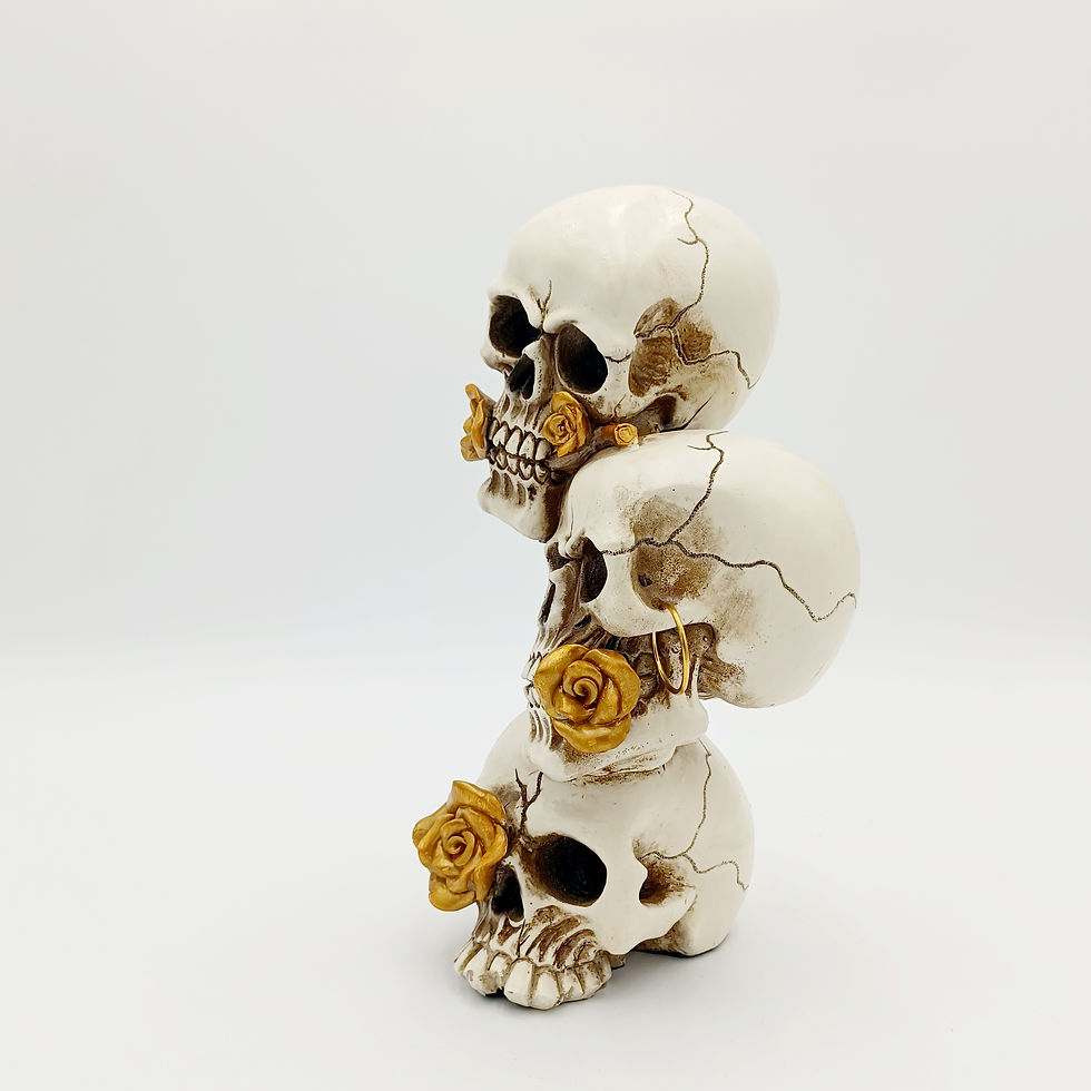 Miniature : Totem têtes de mort roses dorées 