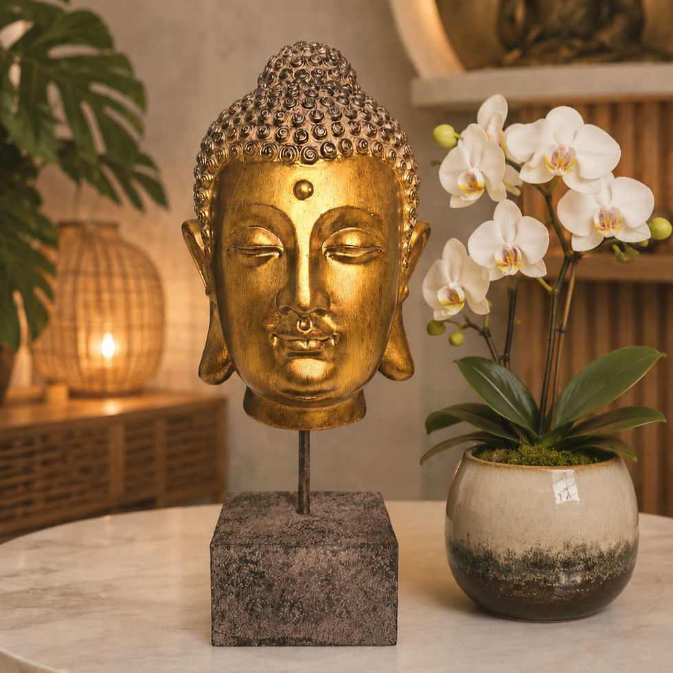 Tête de bouddha sur socle - Grand modèle.