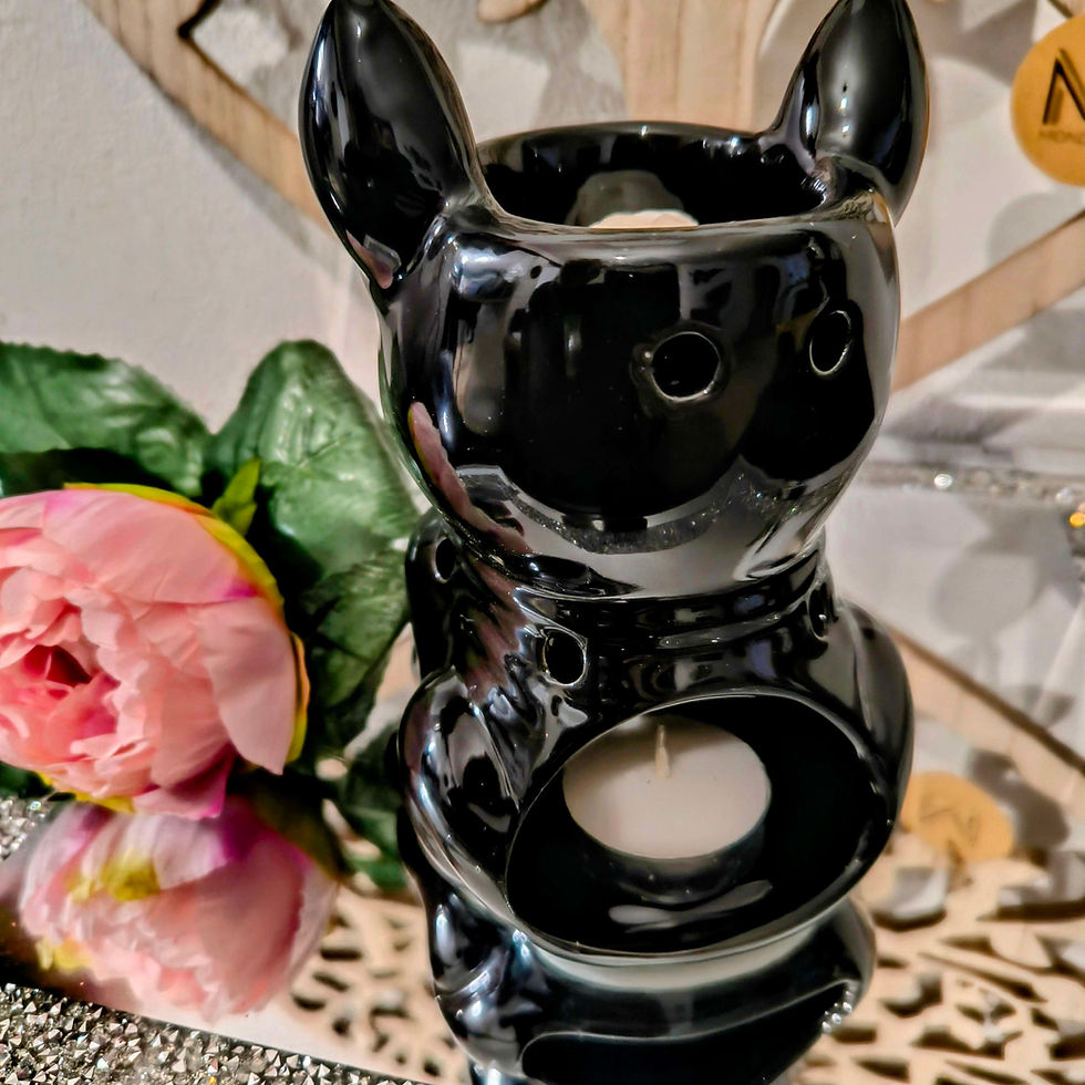 Miniature : Bougeoir brûle-parfum "boubou noir avec lunettes" - Céramique qualité supérieur