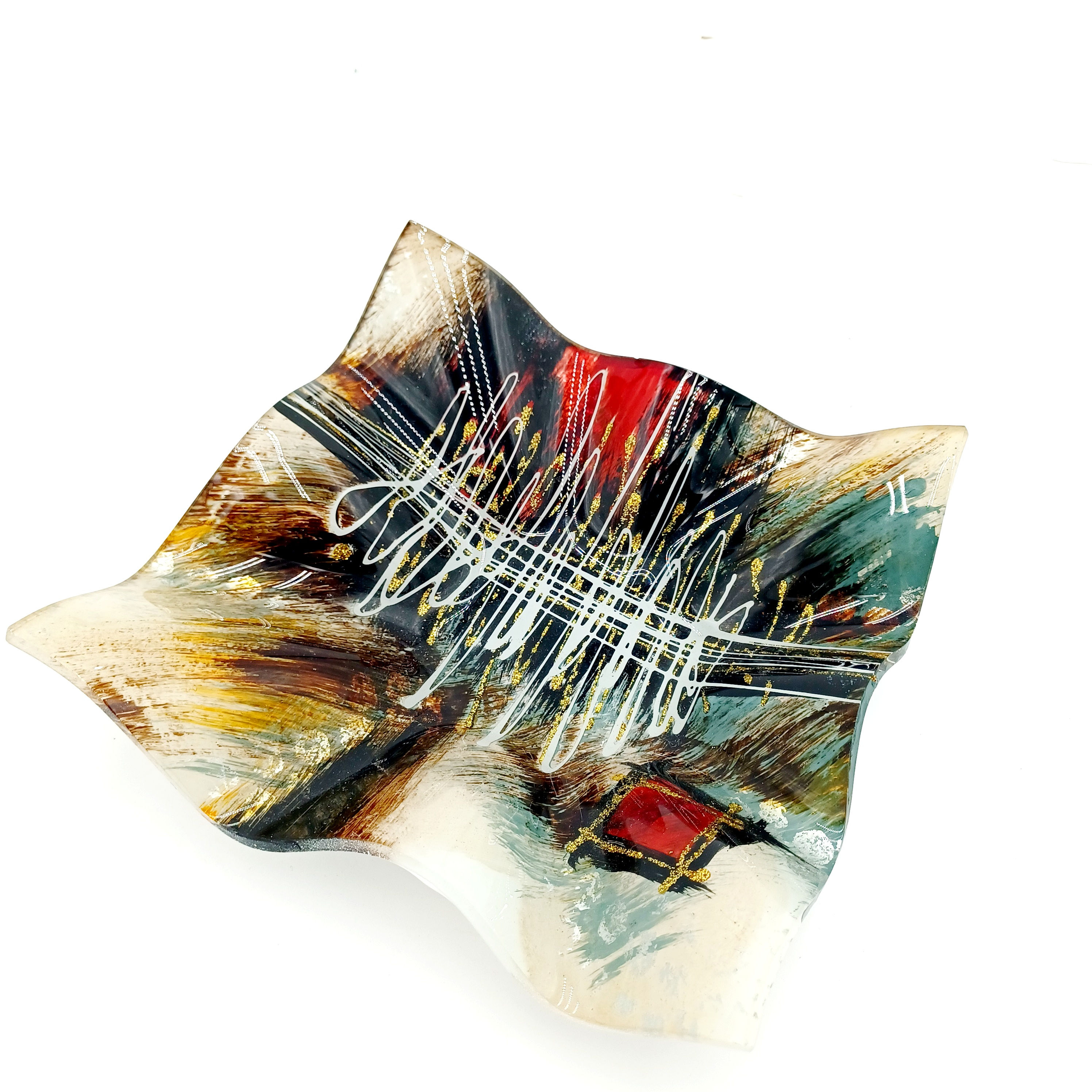 Décoration d'intérieur |Vide poche en verre garantie peint à la main.