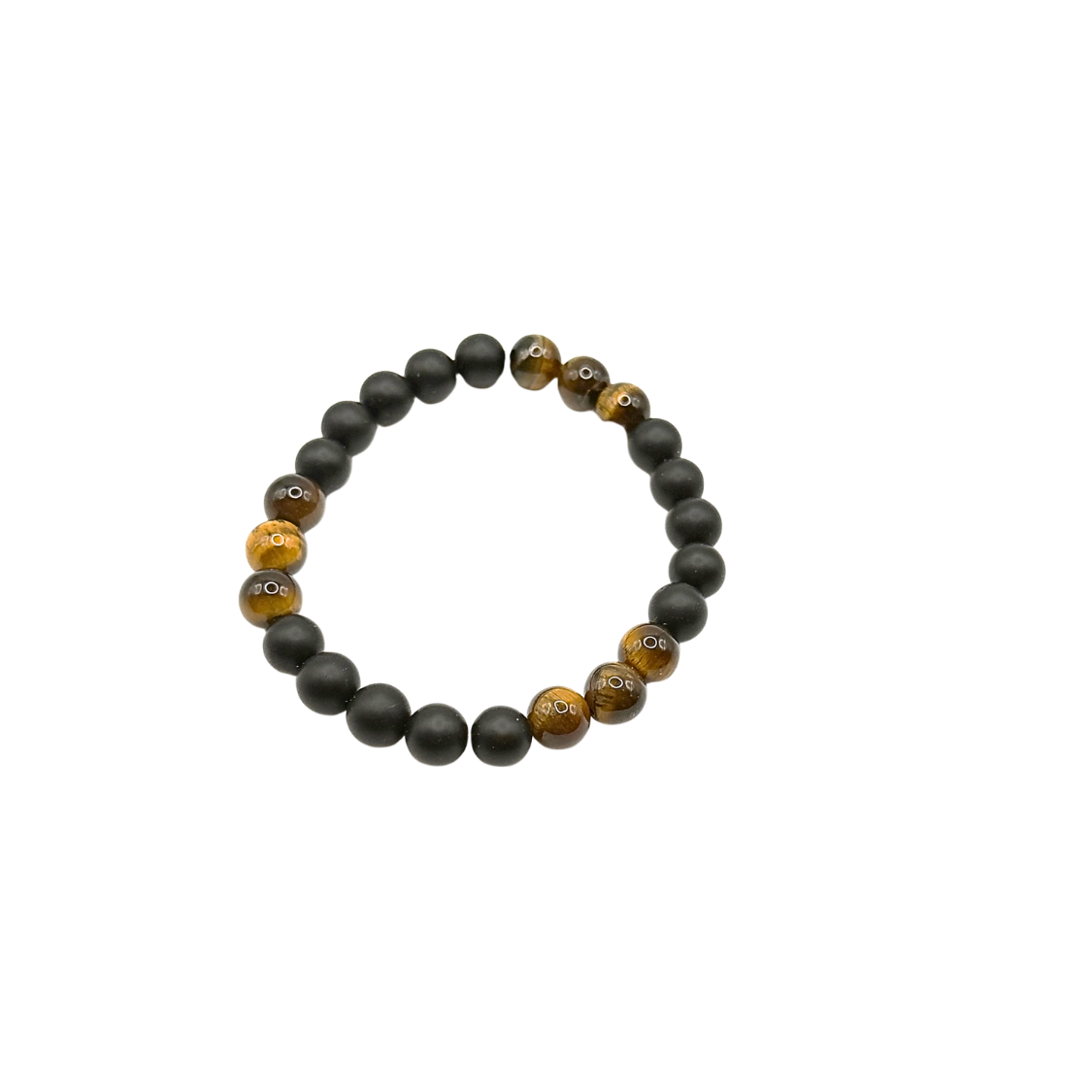 Matte black agate & tiger’s eye bracelet for men