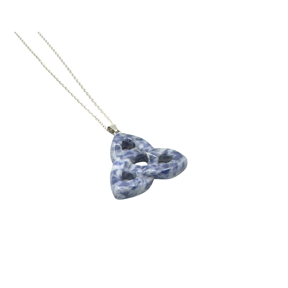 Thumbnail: Blue spot jasper necklace, 32-36" stainless steel chain