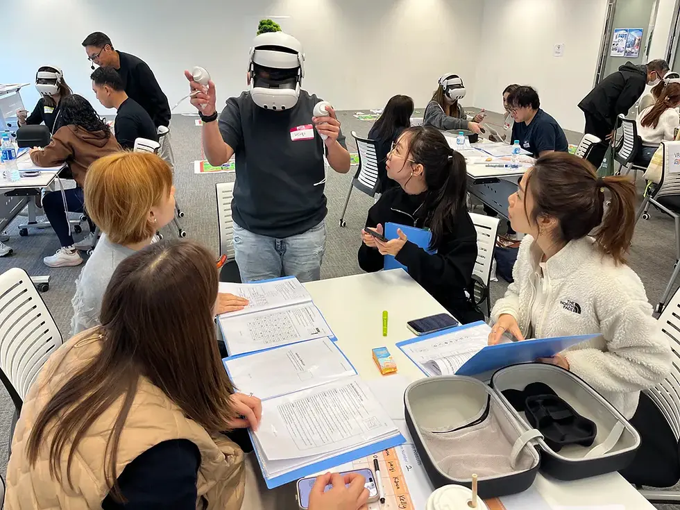 Human Resources Online (HRO) team participating in Steam Building’s VR Team Building 2.0 "Mission We Are Possible" workshop and 24 Game challenge in Hong Kong.