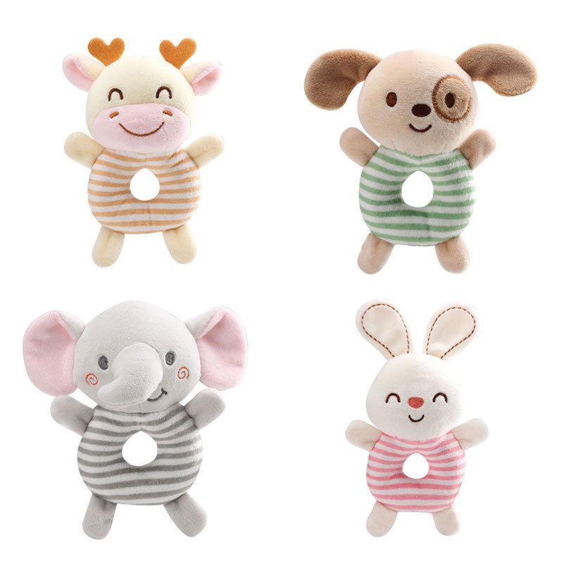 New Baby Rattle Toys Cartoon Animals Plush Infant Hand Ring Bed Toys for Newborn