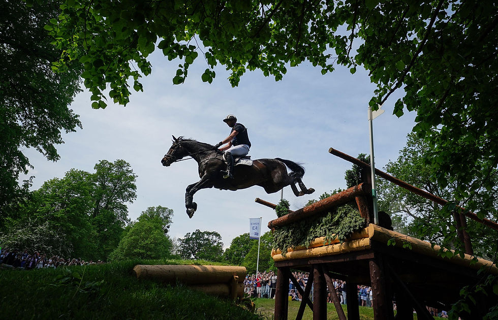 Jesse Campbell on Cooley Lafitte during the Cross Country on day three of the Badminton Horse Trials 2026 (PA Images via Alamy).
