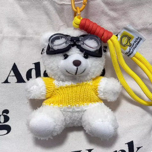 Flash Camera Plush Bear Keychain