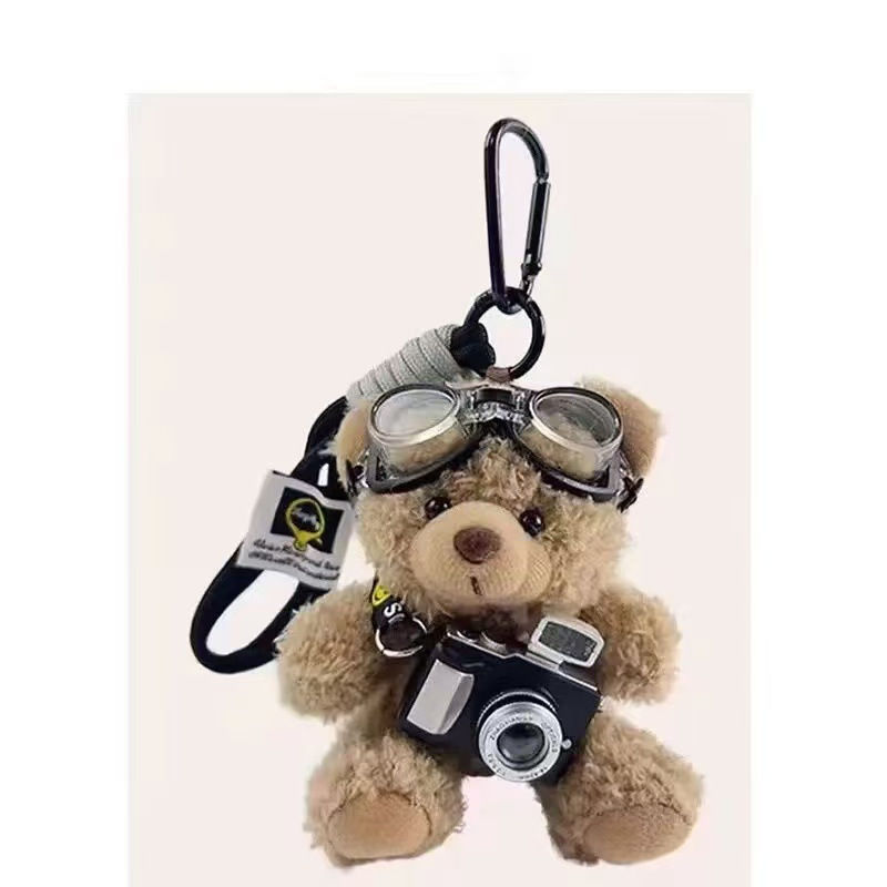Flash Camera Plush Bear Keychain