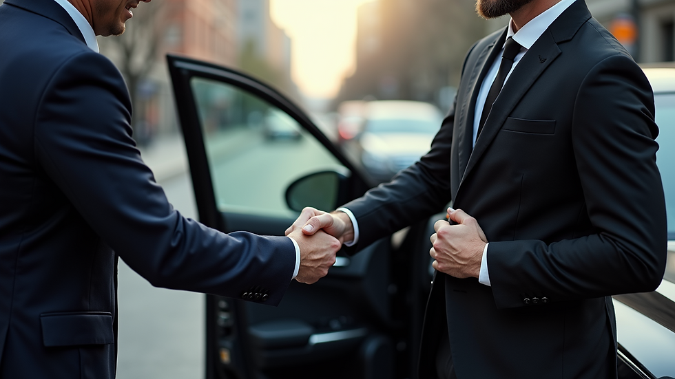Close-up view of a chauffeur opening a car door for a passenger
