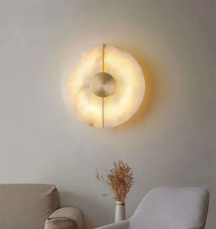 Arandela de Parede LED em Alabastro (20×20 cm) — Luminária Moderna de Luxo para