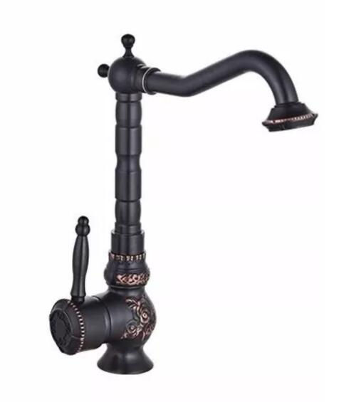 Miniatura: Torneiras de bacia de BRONZE ANTIGO torneira do banheiro esculturaL 360 girO