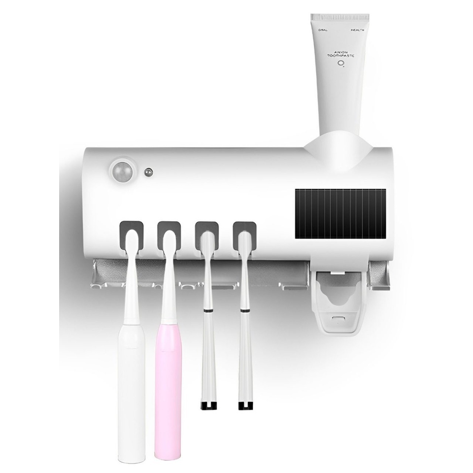 Miniatura: Suporte de Escova de Dente com Esterilizador de LUZ UV Mata Bactérias. 