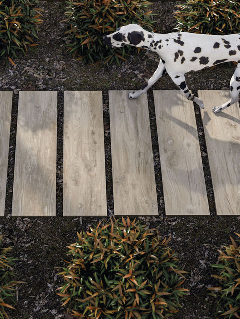 Outdoor and Exterior Tile Pavers Inspiration using wood effect tiles as walkway