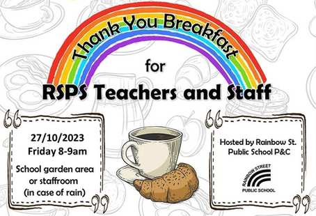 Thank You Breakfast Tomorrow for Teachers and Staff