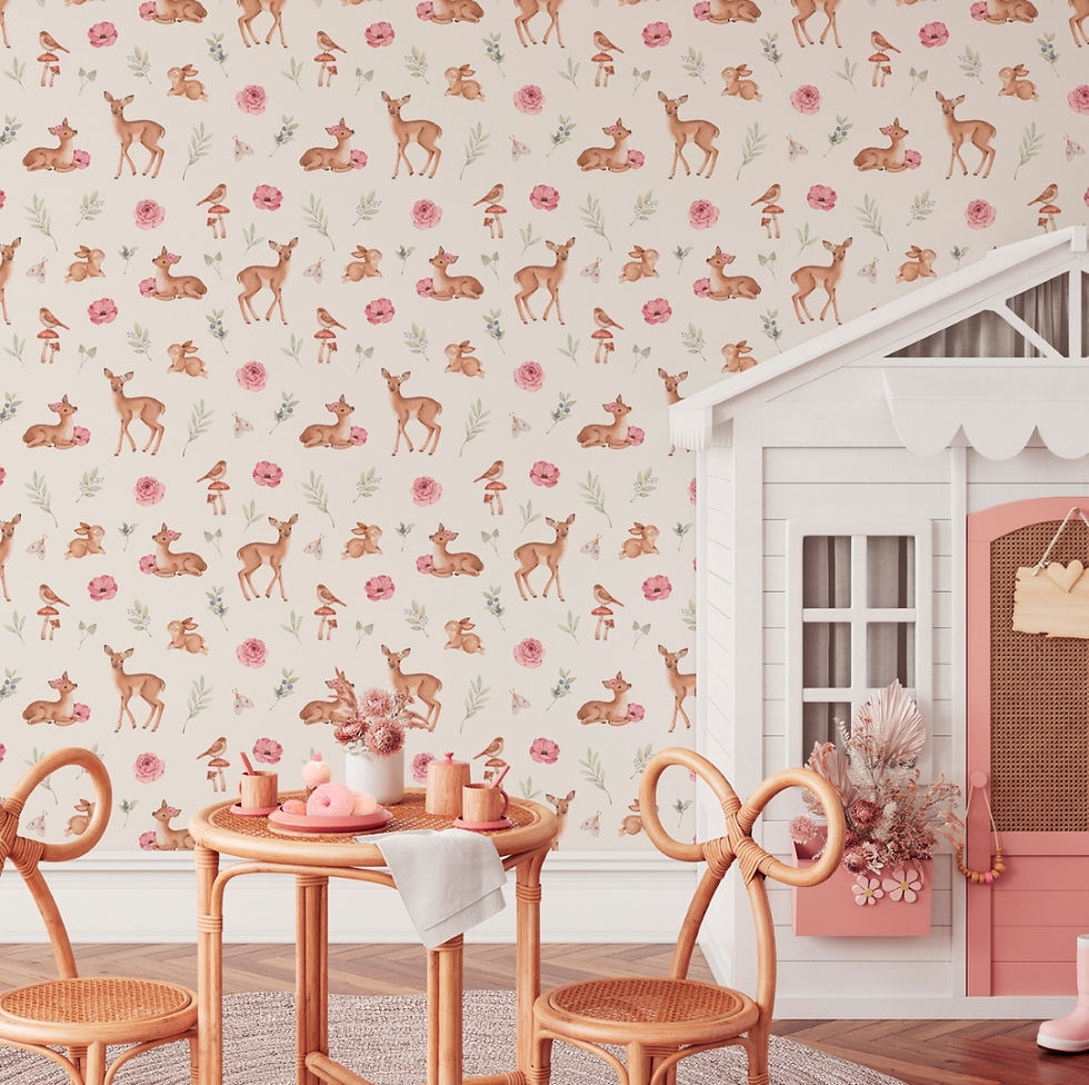 Papel de Parede Bosque Menina e Flores - PAPCAA64