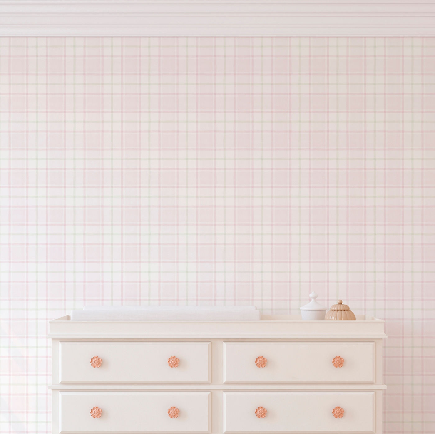 Papel de Parede Xadrez Delicado Amore Rosa - PAPCAA441