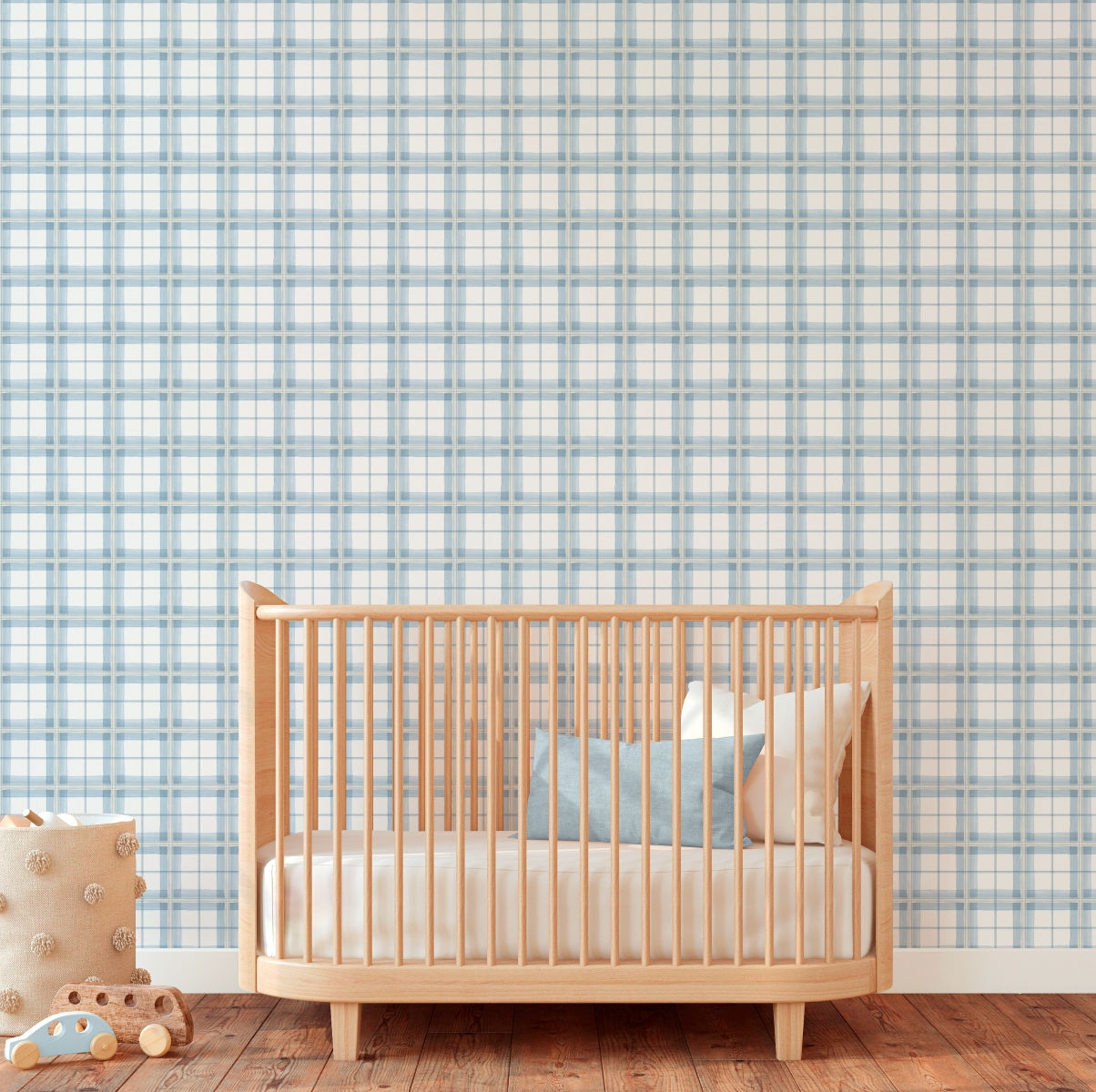 Blue and Beige Checkered Wallpaper - PAPCAA95