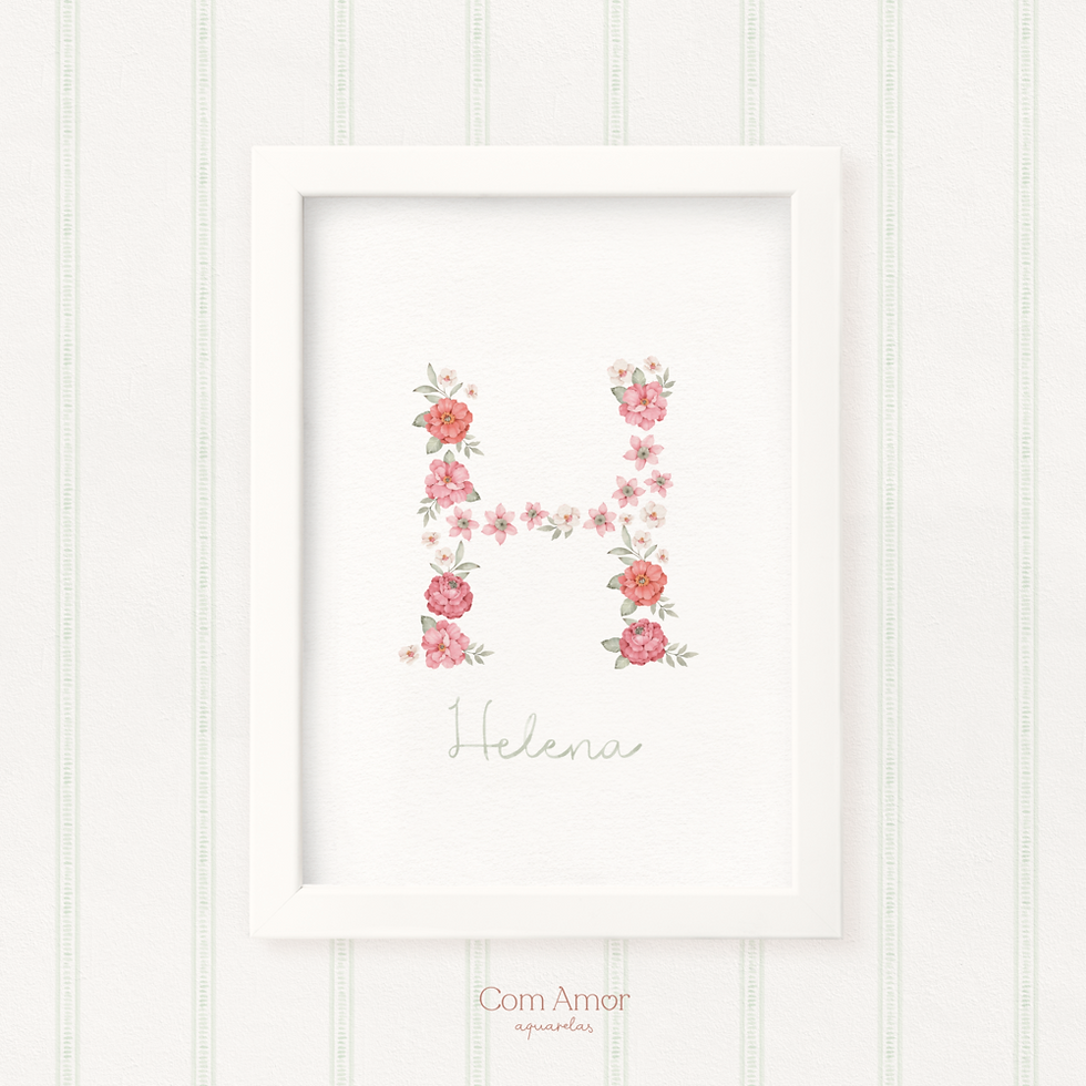 Miniatura: Cornice floreale personalizzata con lettera - QDCAA18