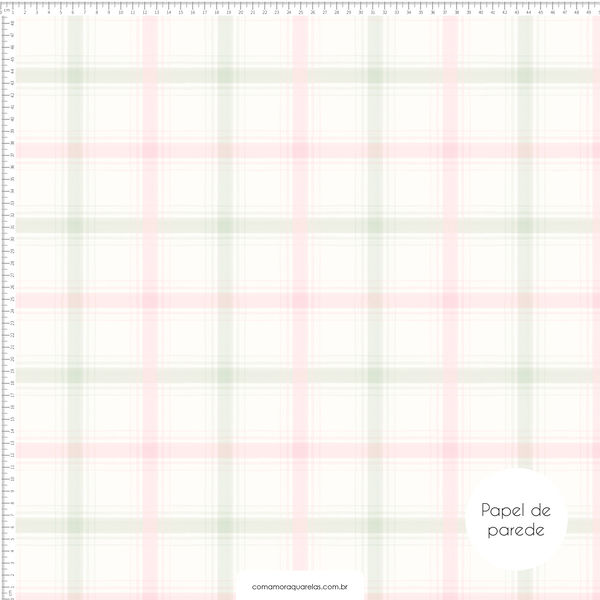 Papel de Parede Xadrez Rosa e Verde Florir - PAPCAA117
