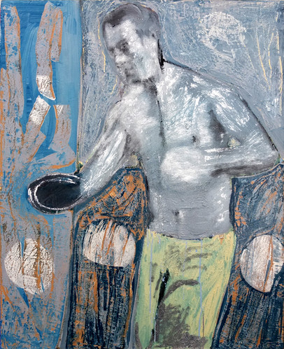 Boxeur, 2018, Oil and silicone on canvas, 65 x 81cm.