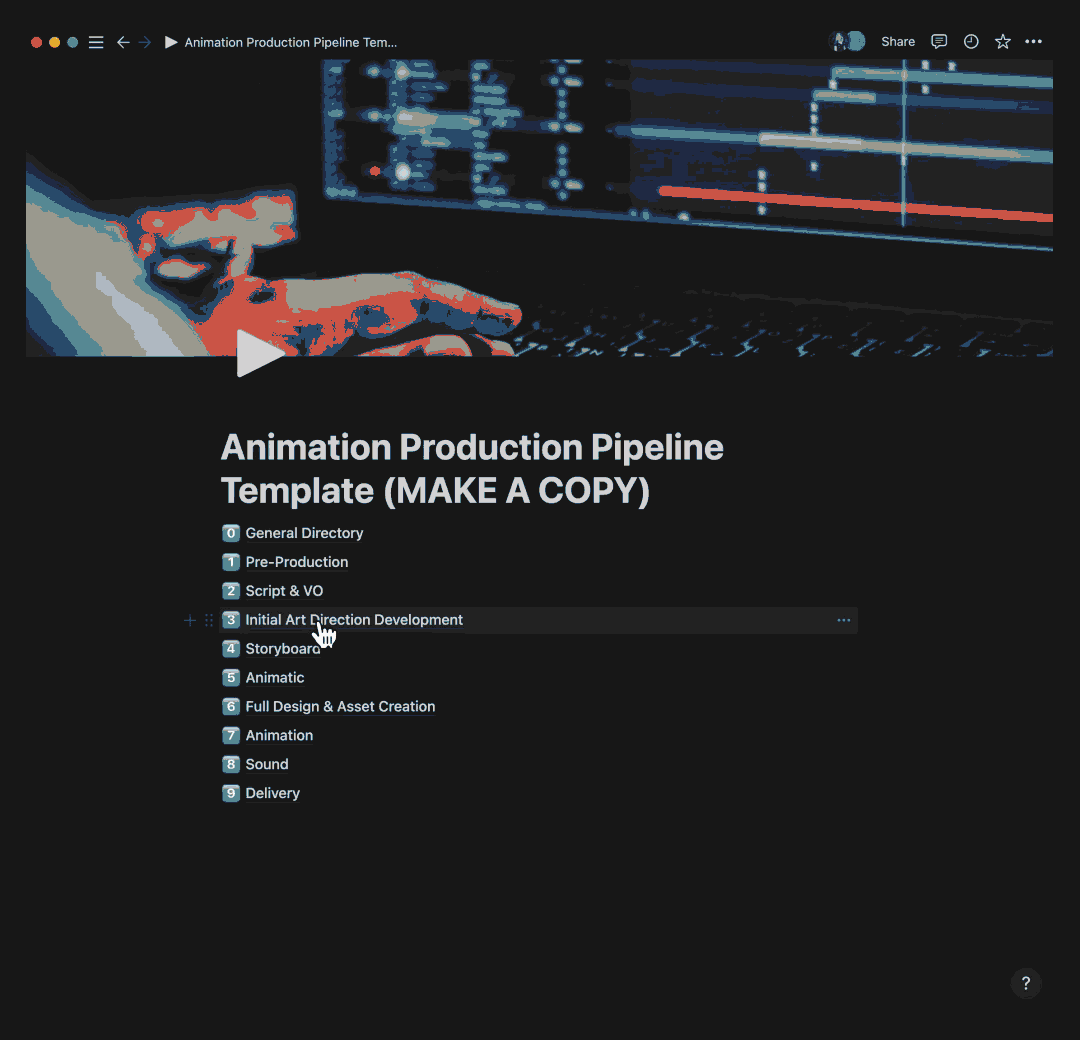 Animation Production Pipeline Notion Template | Audrey Stemen Animation Production Pipeline Notion Template | Audrey Stemen