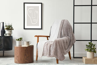 warm blanket photoshopped on chair  shot by Studio A-Chromatique in Montreal