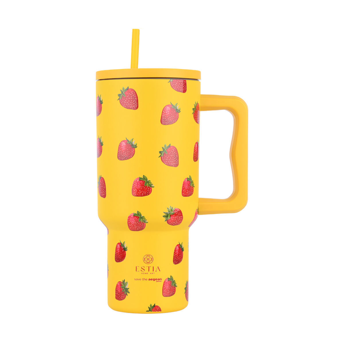 INSULATED STRAW TUMBLER XL SAVE THE AEGEAN 900ml Berry Bright