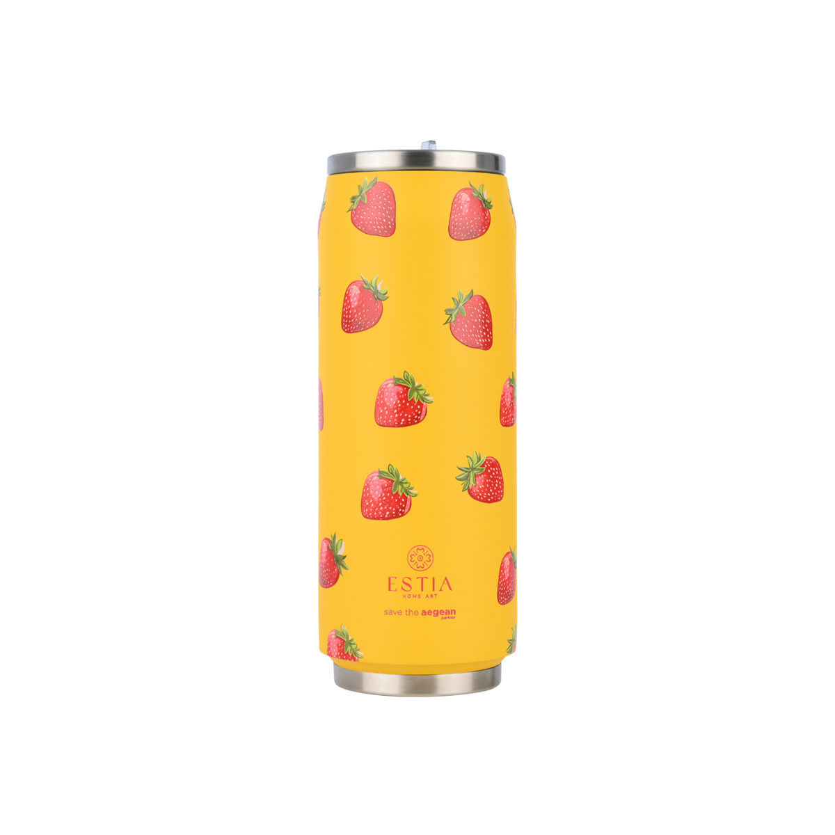 INSULATED BOTTLE TRAVEL CUP SAVE THE AEGEAN 500ml BERRY BRIGHT