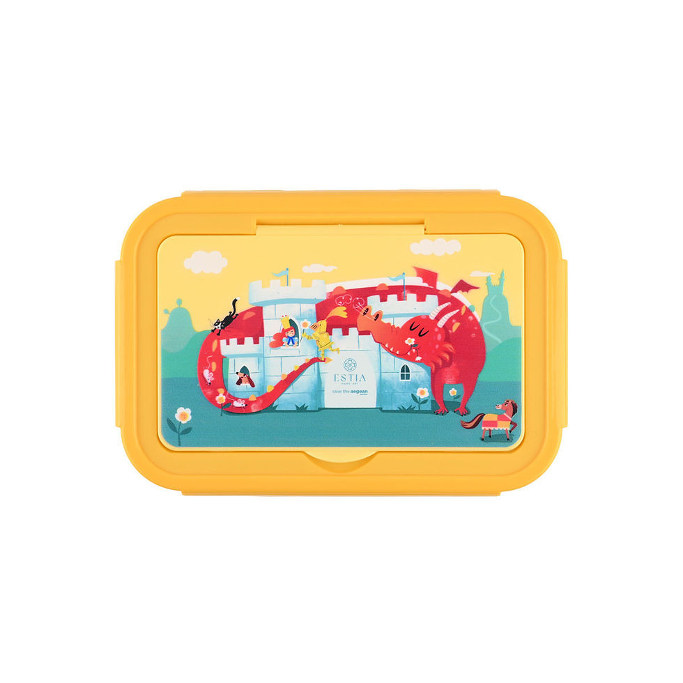 Thumbnail: KIDS LUNCH BOX 900ml 2 STAINLESS STEEL COMPARTMENTS FORTRESS DRAGON